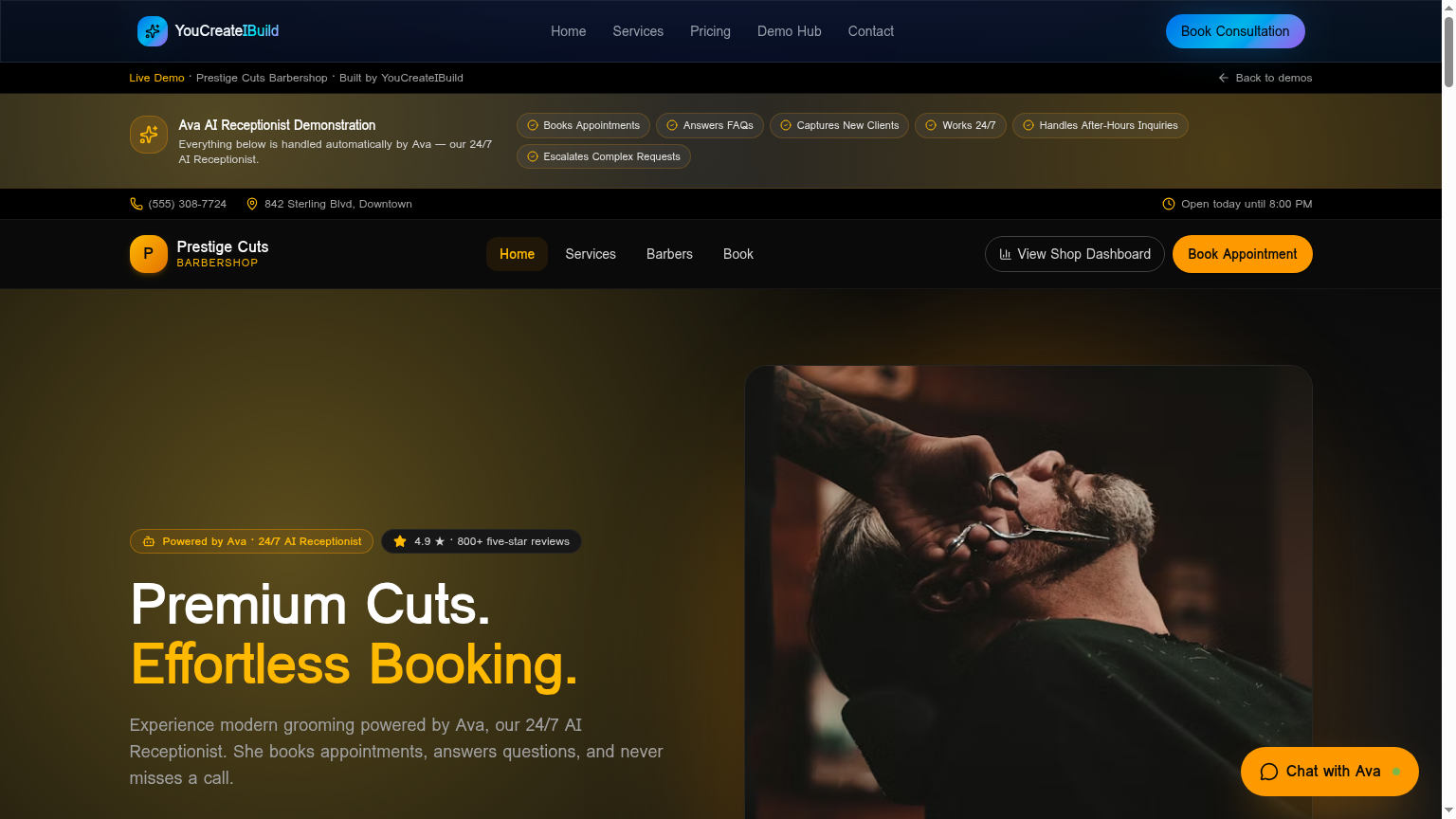 Barbershop Website + AI Receptionist